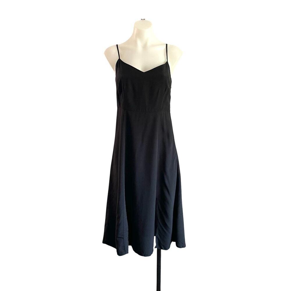 UNIQLO Black Front Slit Camisole Dress: Y2K, Modern